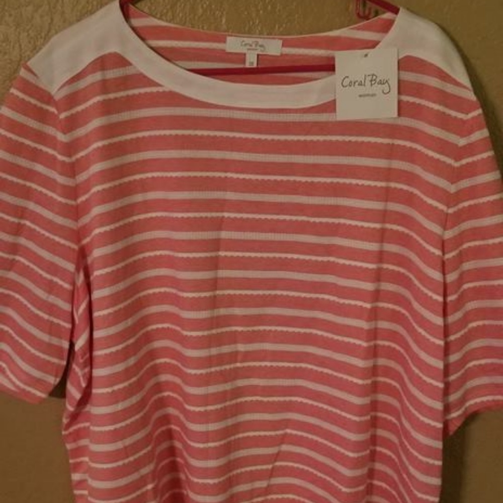 Coral Bay Coral & White Striped Shirt